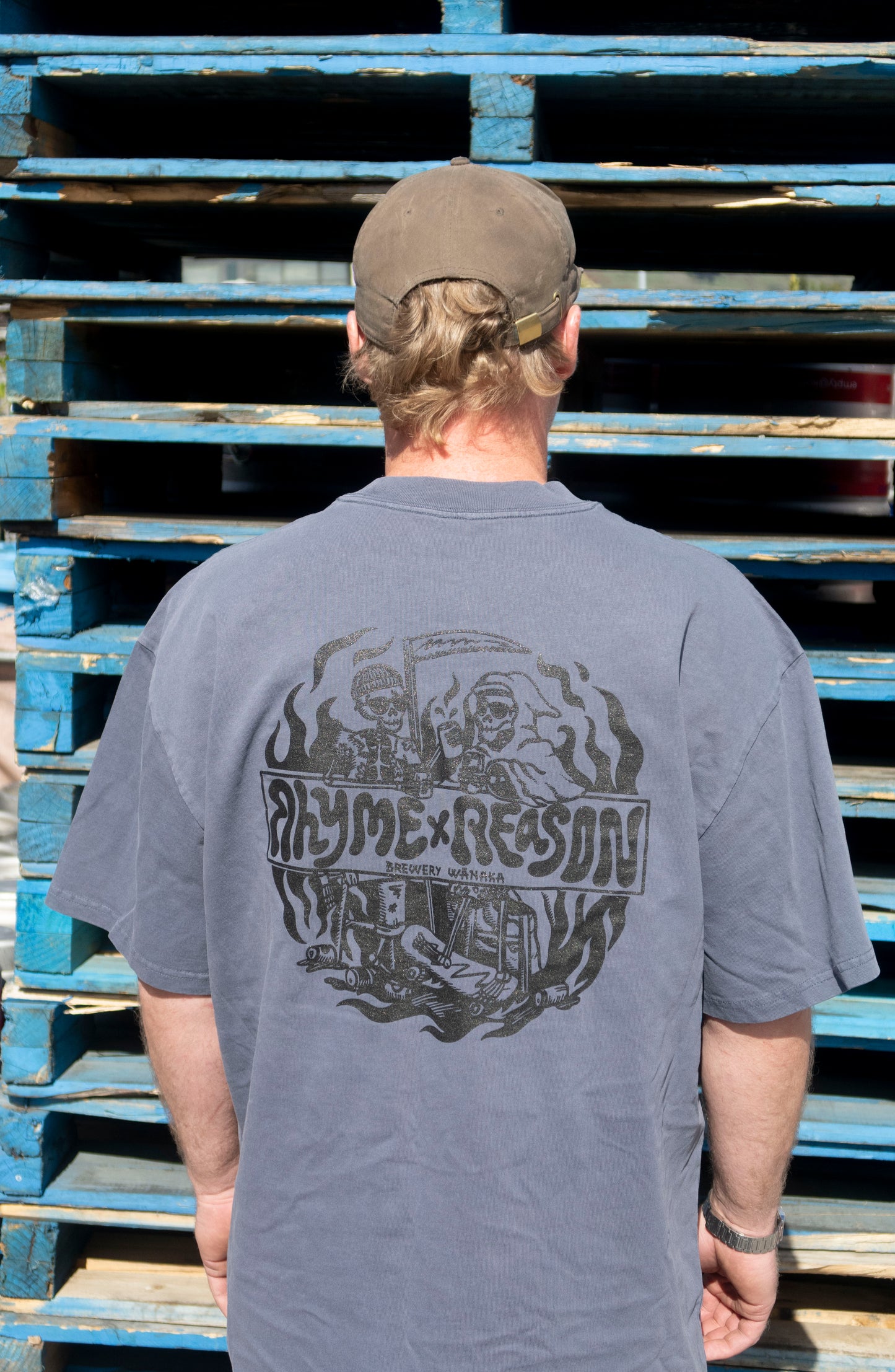 Skeleton tee - Faded Indigo