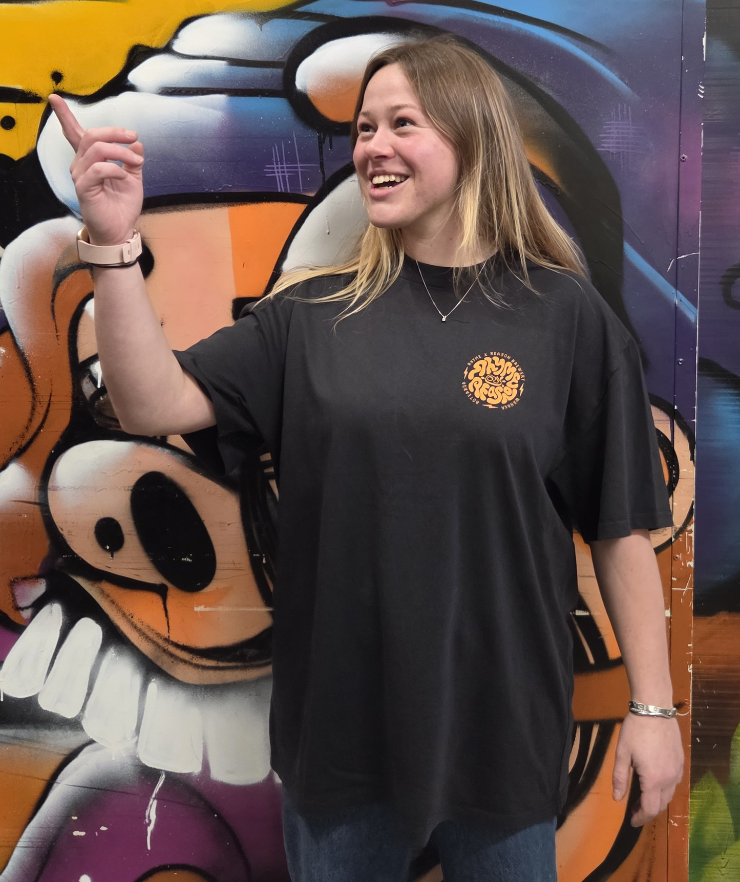 Black - Orange Print - Skeleton tee