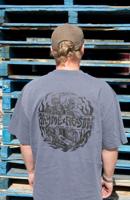 Skeleton tee - Faded Indigo